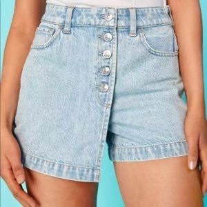 NWT AE American eagle mom skort pride edition rainbow buttons denim mini skirt